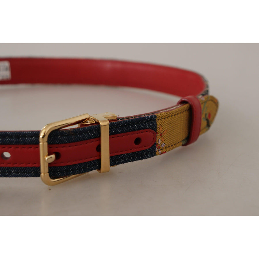 Dolce & Gabbana Chic Multicolor Leather Belt with Engraved Buckle