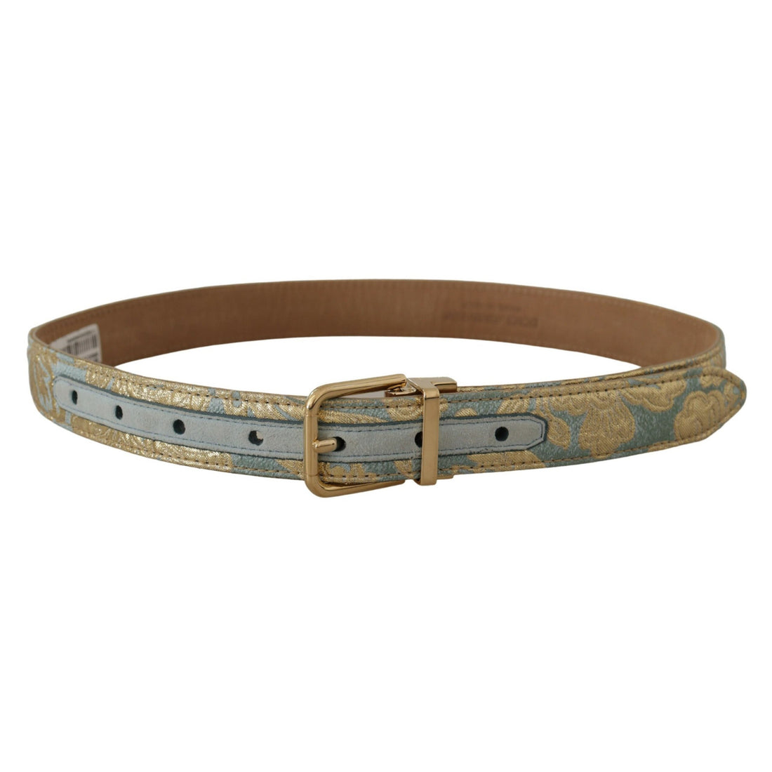 Dolce & Gabbana Elegant Light Blue Leather Belt with Gold Buckle