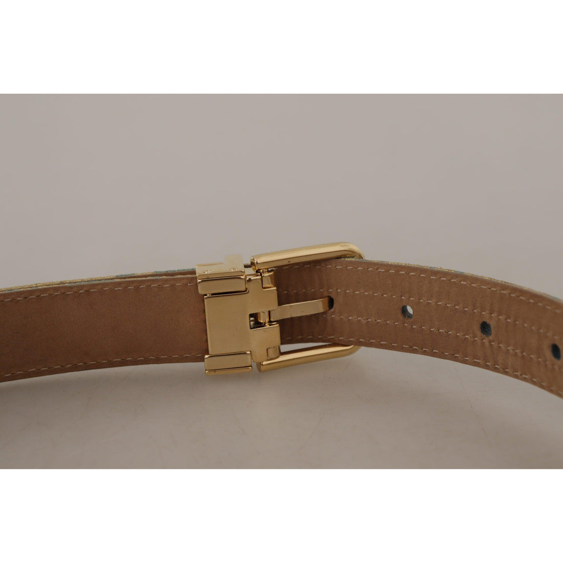 Dolce & Gabbana Elegant Light Blue Leather Belt with Gold Buckle