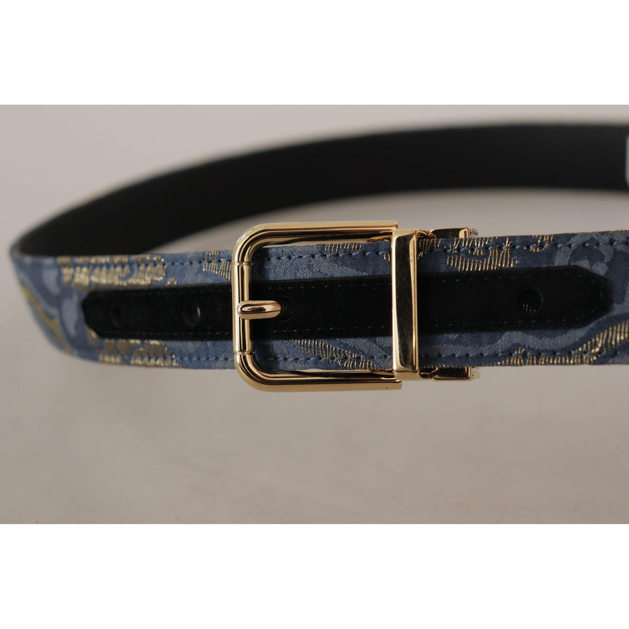 Dolce & Gabbana Elegant Navy Blue Leather Belt