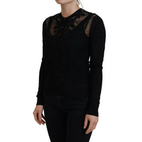 Dolce & Gabbana Elegant Black Floral Lace Cardigan Sweater