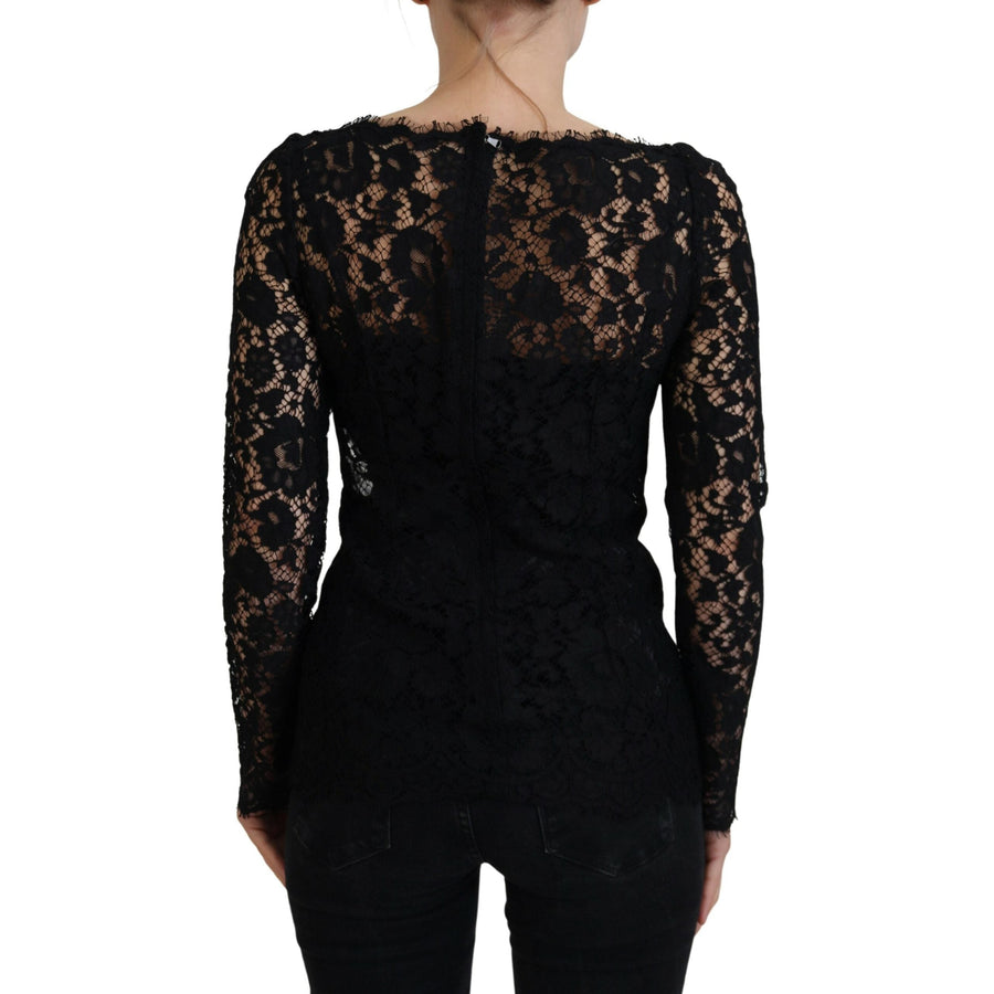 Dolce & Gabbana Elegant Floral Lace Long Sleeve Top