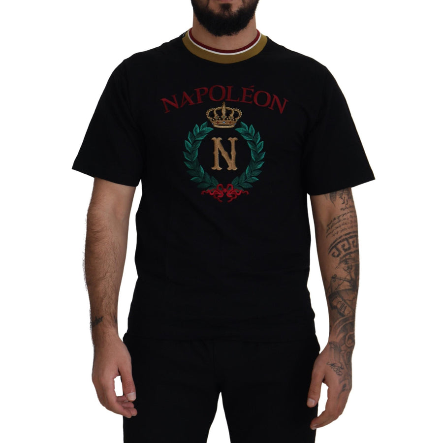 Dolce & Gabbana Iconic Black Cotton Crew Neck Tee