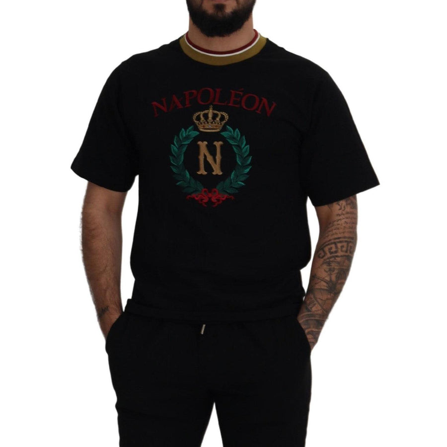 Dolce & Gabbana Iconic Black Cotton Crew Neck Tee