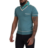 Dolce & Gabbana Elegant Silk Polo Tee with Boat Collar Print