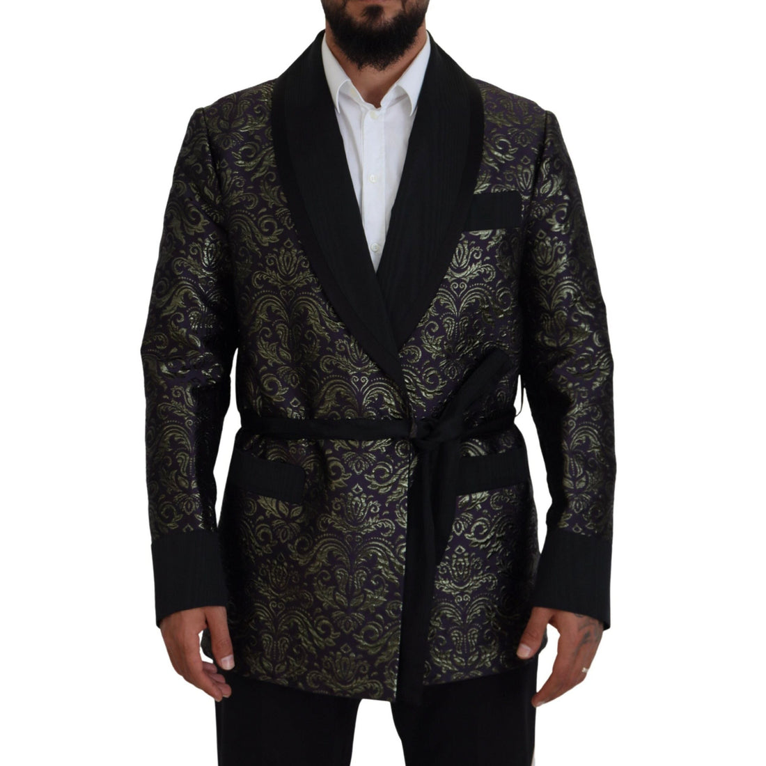 Dolce & Gabbana Gold Jacquard Robe Jacket