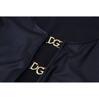 Dolce & Gabbana Elegant Black 3/4 Sleeve Top with Gold Detailing