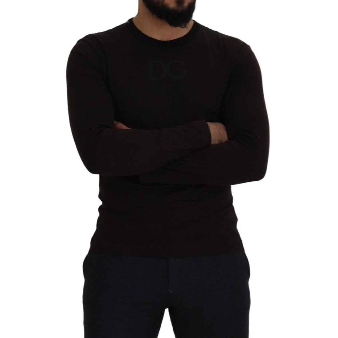 Dolce & Gabbana Elegant Brown Crewneck Cotton Sweater