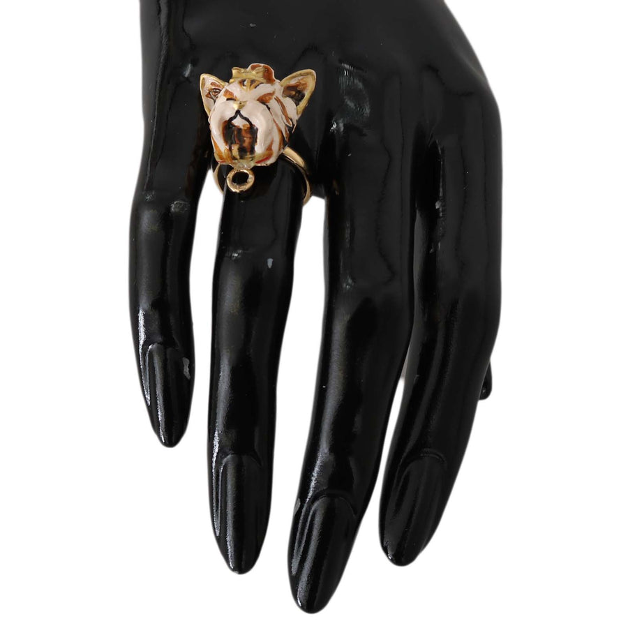 Dolce & Gabbana Glamorous Gold Dog Head Statement Ring