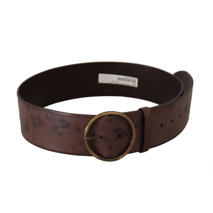 Dolce & Gabbana Elegant Dark Brown Leather Belt with Logo Buckle