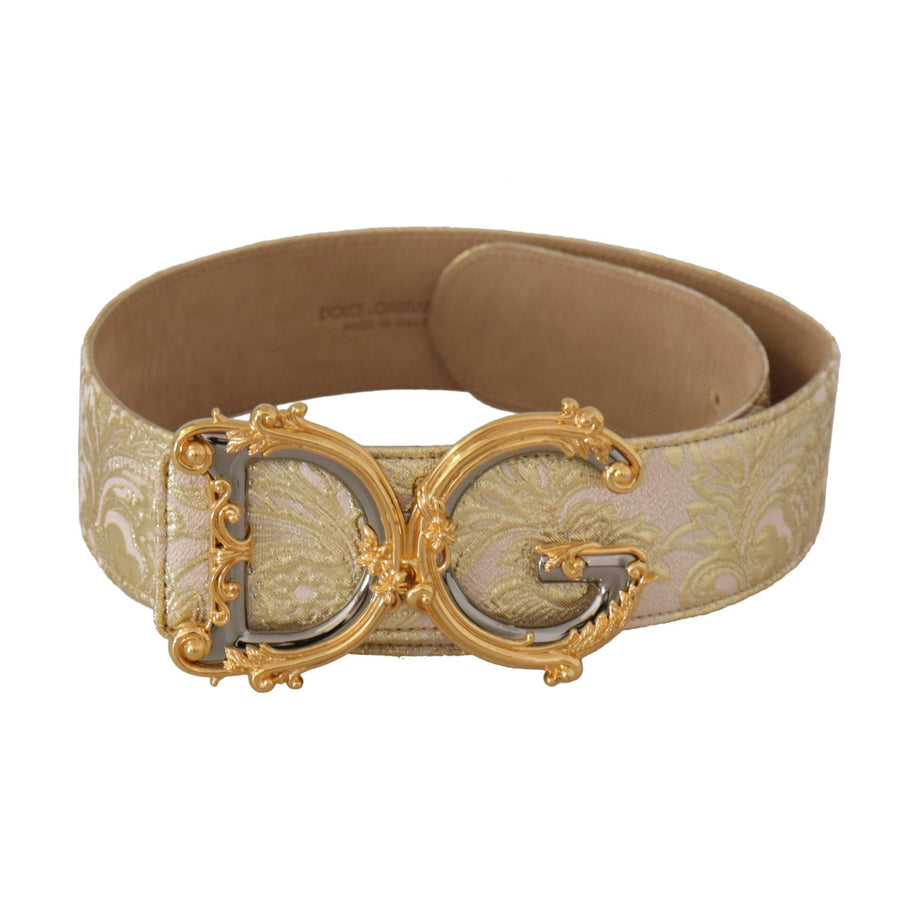 Dolce & Gabbana Elegant Gold and Pink Leather Belt