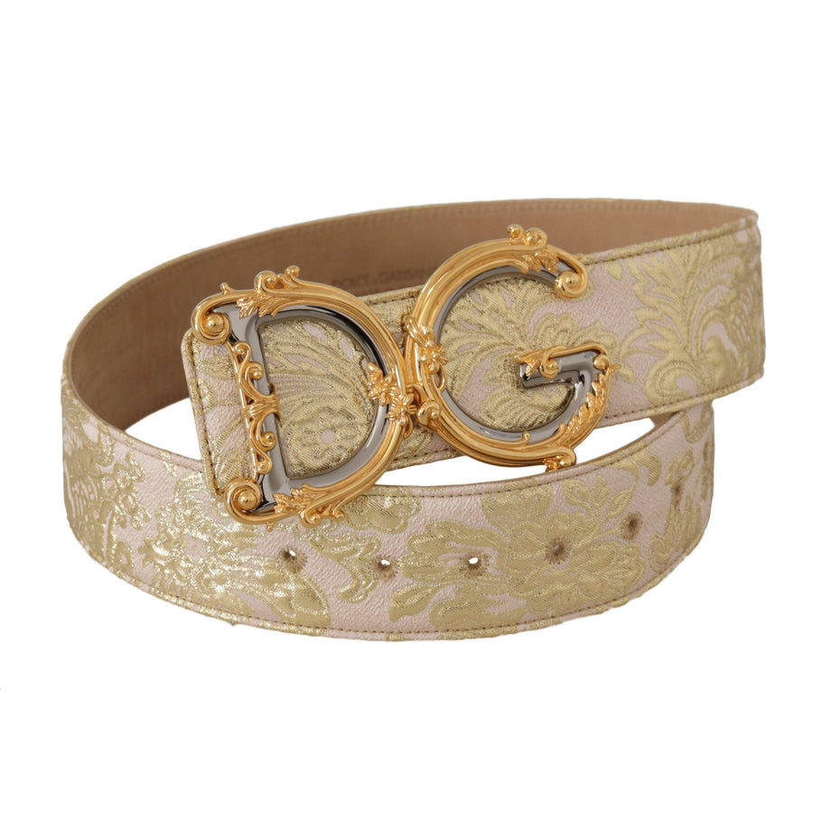 Dolce & Gabbana Elegant Gold and Pink Leather Belt