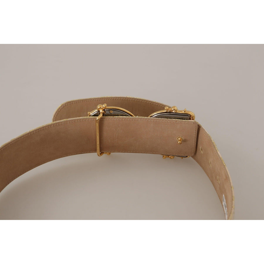 Dolce & Gabbana Elegant Gold and Pink Leather Belt