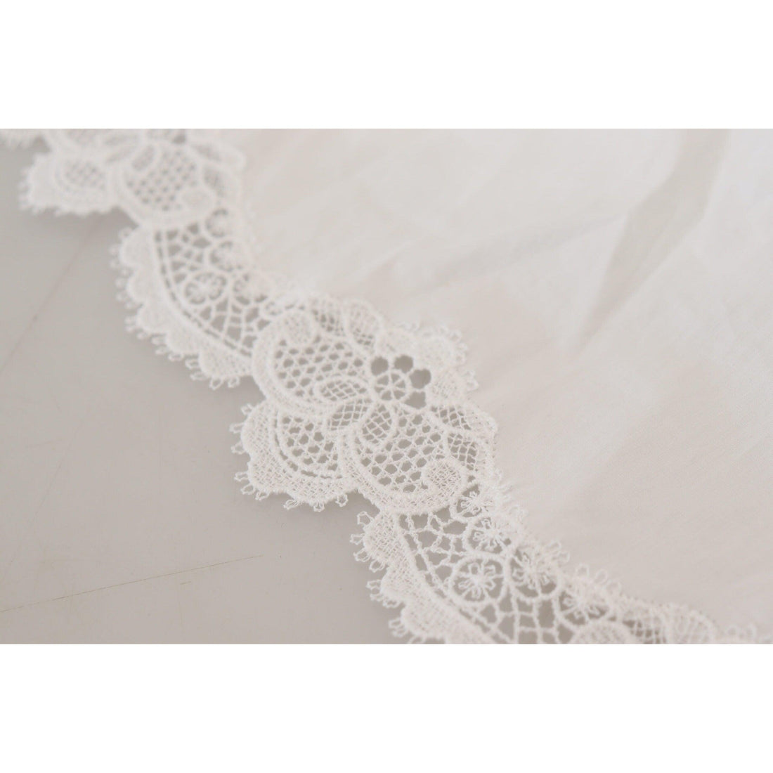 Dolce & Gabbana Elegant White Lace Trim Cotton Blouse