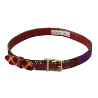 Dolce & Gabbana Multicolor Canvas Leather Belt with Engraved Buckle