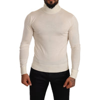 Dolce & Gabbana Ivory Cashmere-Silk Blend Turtleneck Sweater