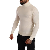 Dolce & Gabbana Ivory Cashmere-Silk Blend Turtleneck Sweater