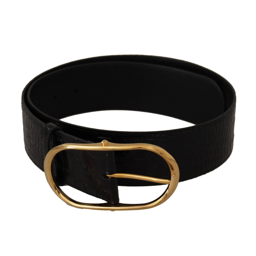 Dolce & Gabbana Chic Black Leather Logo Belt