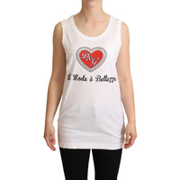 Dolce & Gabbana Crystal Embellished Heart White Sleeveless Tee