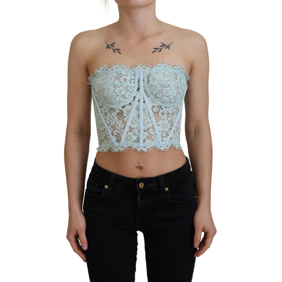 Dolce & Gabbana Elegant Lace-Trimmed Strapless Cropped Top