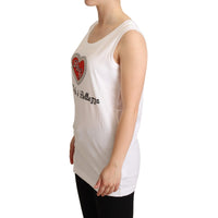 Dolce & Gabbana White La Moda Crystal Tank Top T-shirt