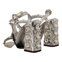 Dolce & Gabbana Silver Crystals Strap Buckle High Heel Sandals