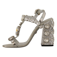 Dolce & Gabbana Crystal-Embellished Silver Leather Pumps