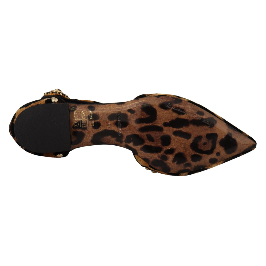 Dolce & Gabbana Brown Ballerina Embellished Leopard Print Shoes