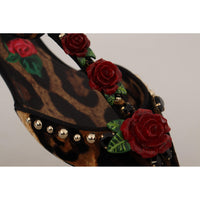 Dolce & Gabbana Brown Ballerina Embellished Leopard Print Shoes