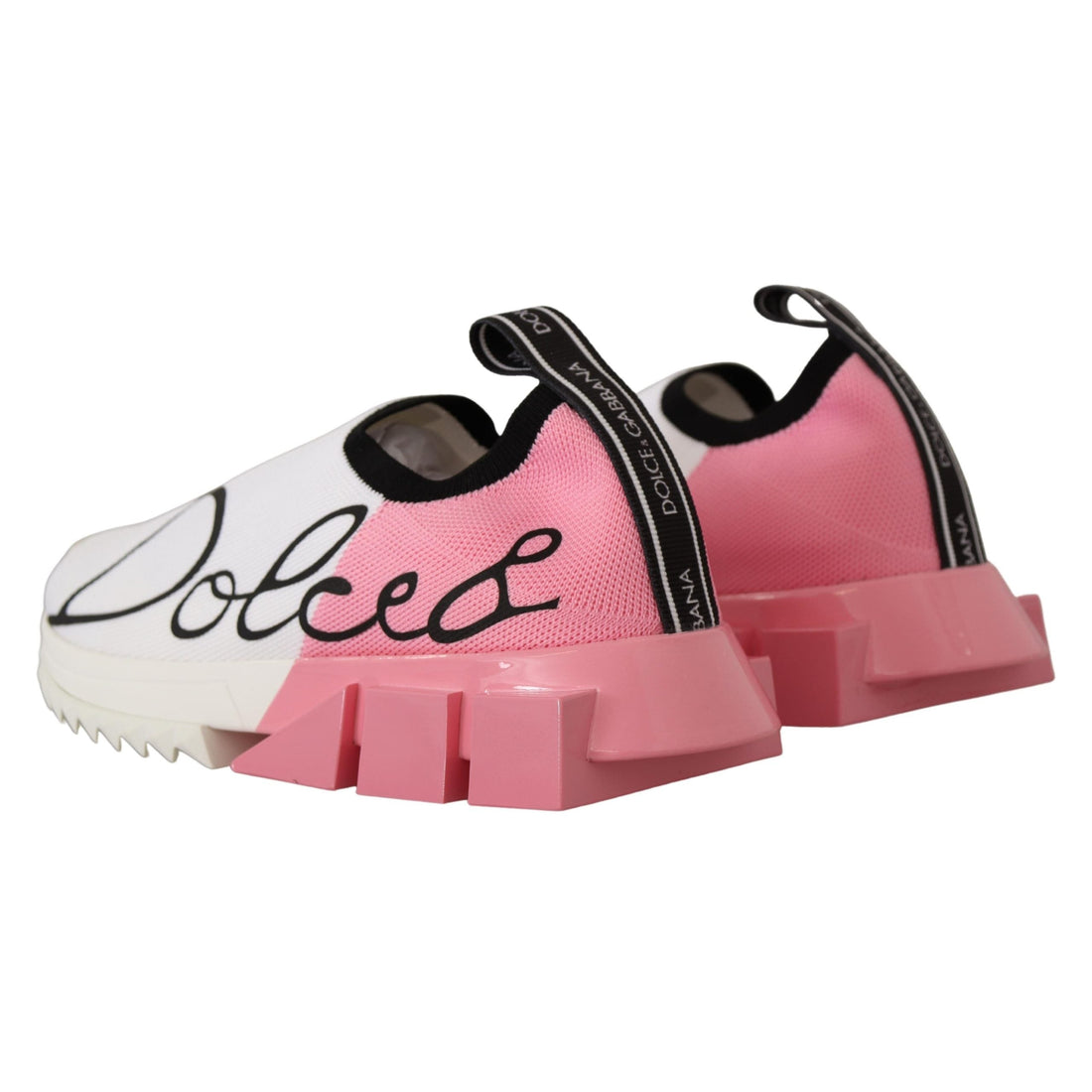 Dolce & Gabbana Elegant Sorrento Slip-On Sneakers in White & Pink