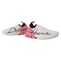 Dolce & Gabbana Elegant Sorrento Slip-On Sneakers in White & Pink