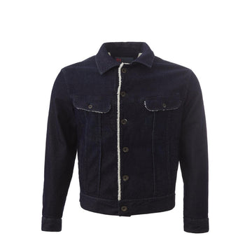 Lardini Elegant Blue Corduroy Fur-Lined Jacket