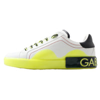 Dolce & Gabbana White Yellow Portofino Leather Sneakers Shoes