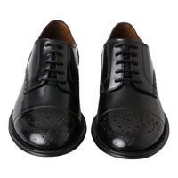 Dolce & Gabbana Elegant Black Leather Oxford Wingtip Shoes