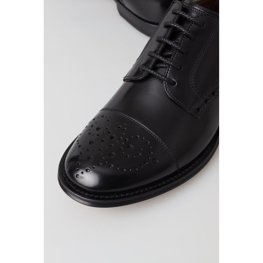 Dolce & Gabbana Elegant Black Leather Oxford Wingtip Shoes