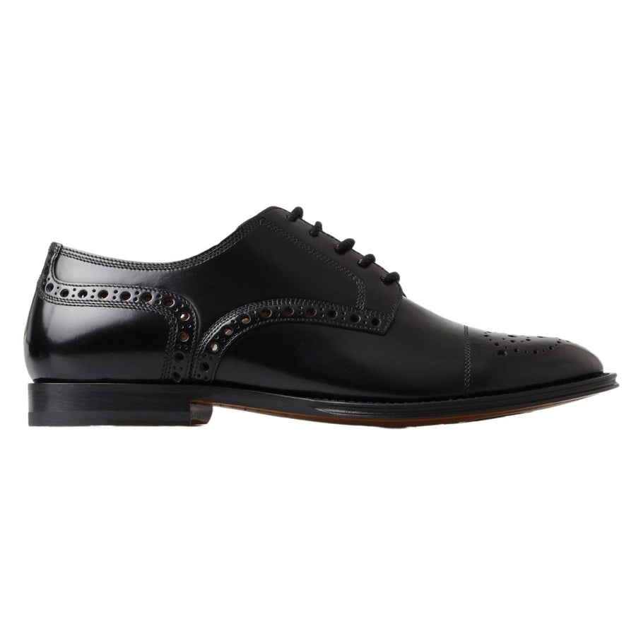 Dolce & Gabbana Elegant Black Leather Oxford Wingtip Shoes