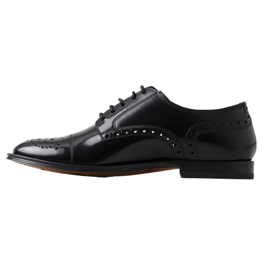 Dolce & Gabbana Elegant Black Leather Oxford Wingtip Shoes