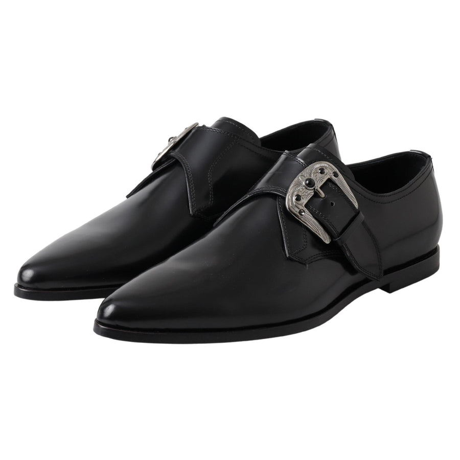 Dolce & Gabbana Elegant Black Leather Monk Strap Shoes