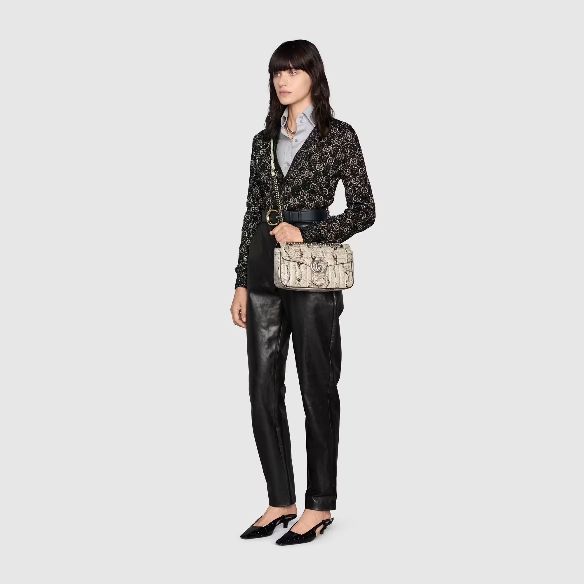Gucci Sac à épaule GG Marmont en python petite taille