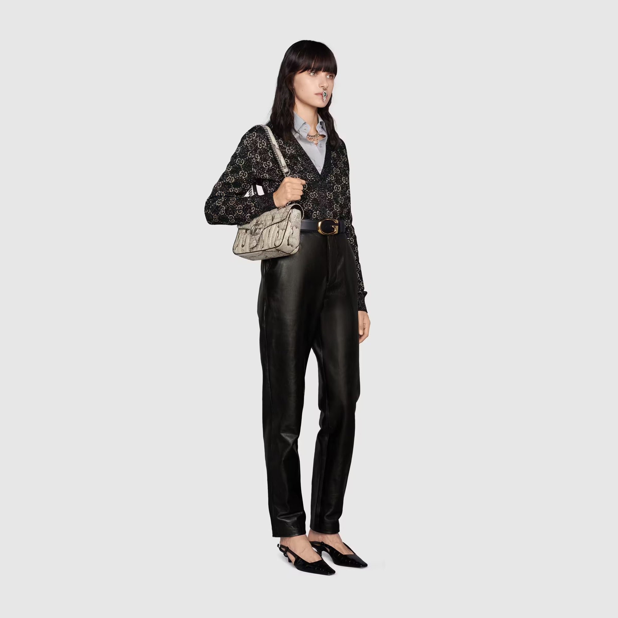Gucci Sac à épaule GG Marmont en python petite taille