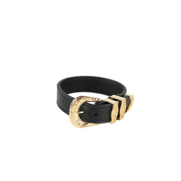 Versace Medusa Western Buckle Smooth Leather Gold Plated Brass Gold Bracelet