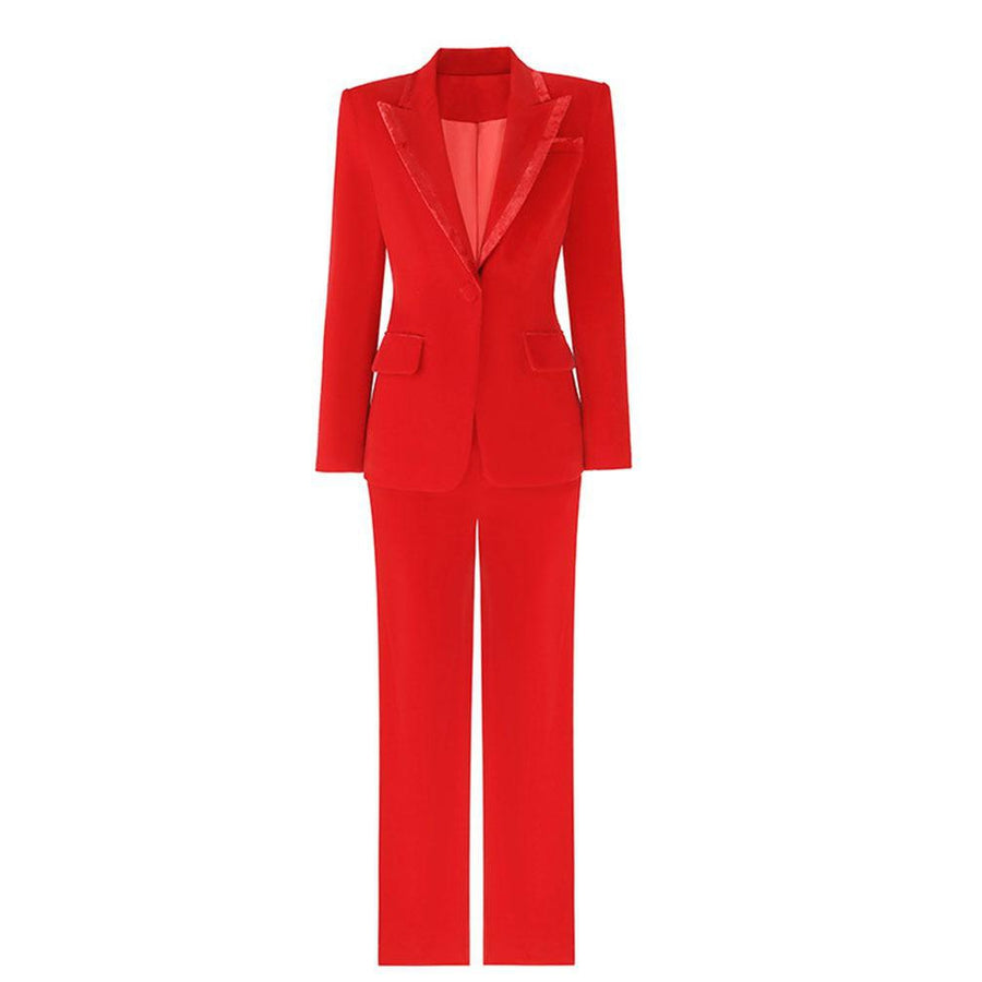 Pantalon crayon & Blazer Veste Rouge Bouton unique