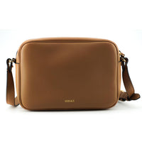 Versace Elegant Brown Leather Camera Case Shoulder Bag
