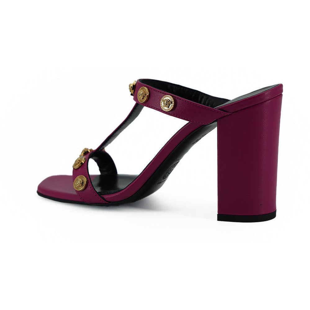 Versace Elegant Purple Calf Leather High Sandals