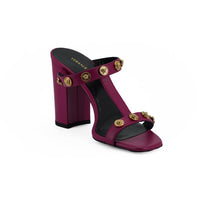 Versace Elegant Purple Calf Leather High Sandals