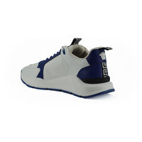 Versace Elegant Blue and White Leather Sneakers