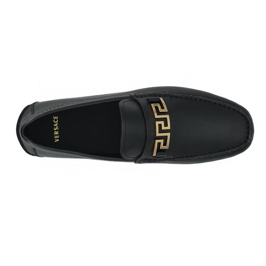 Versace Elegant Black Calf Leather Men's Loafers