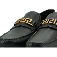 Versace Elegant Black Calf Leather Men's Loafers