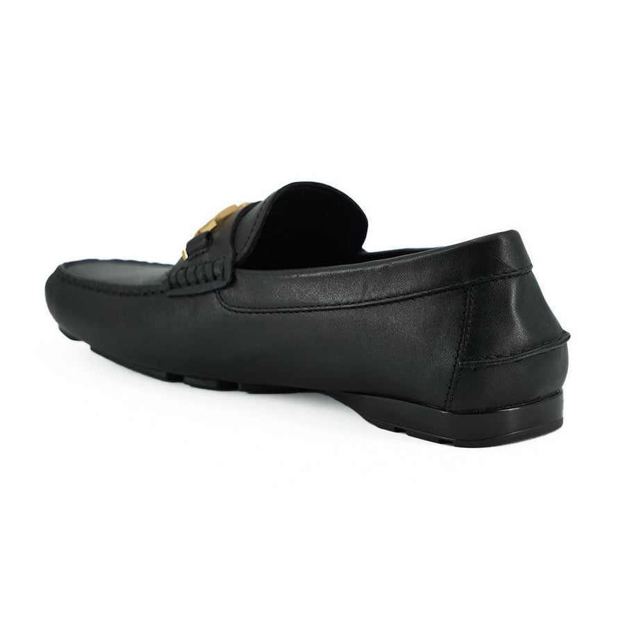 Versace Elegant Black Calf Leather Men's Loafers