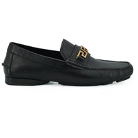 Versace Elegant Black Calf Leather Men's Loafers